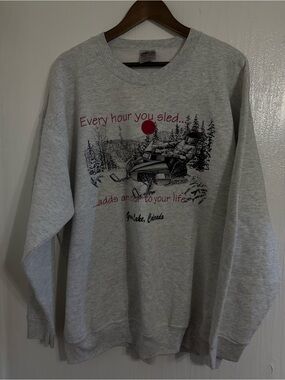 Vtg Oneita Snowmobile Riding Grand Lake Colorado Grey Crewneck Size XXL
